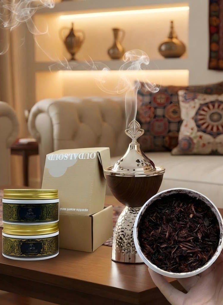 أود أل سعود بخور عود مسك 80 جرام، علبة هدايا، عطر يدوم طويلاً، مثالي للصلاة والعبادة والاحتفالات - Image 4